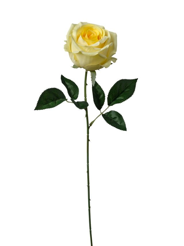 Feuillazur Rungis Rose sur tige fleur artificielle blanc 66cm