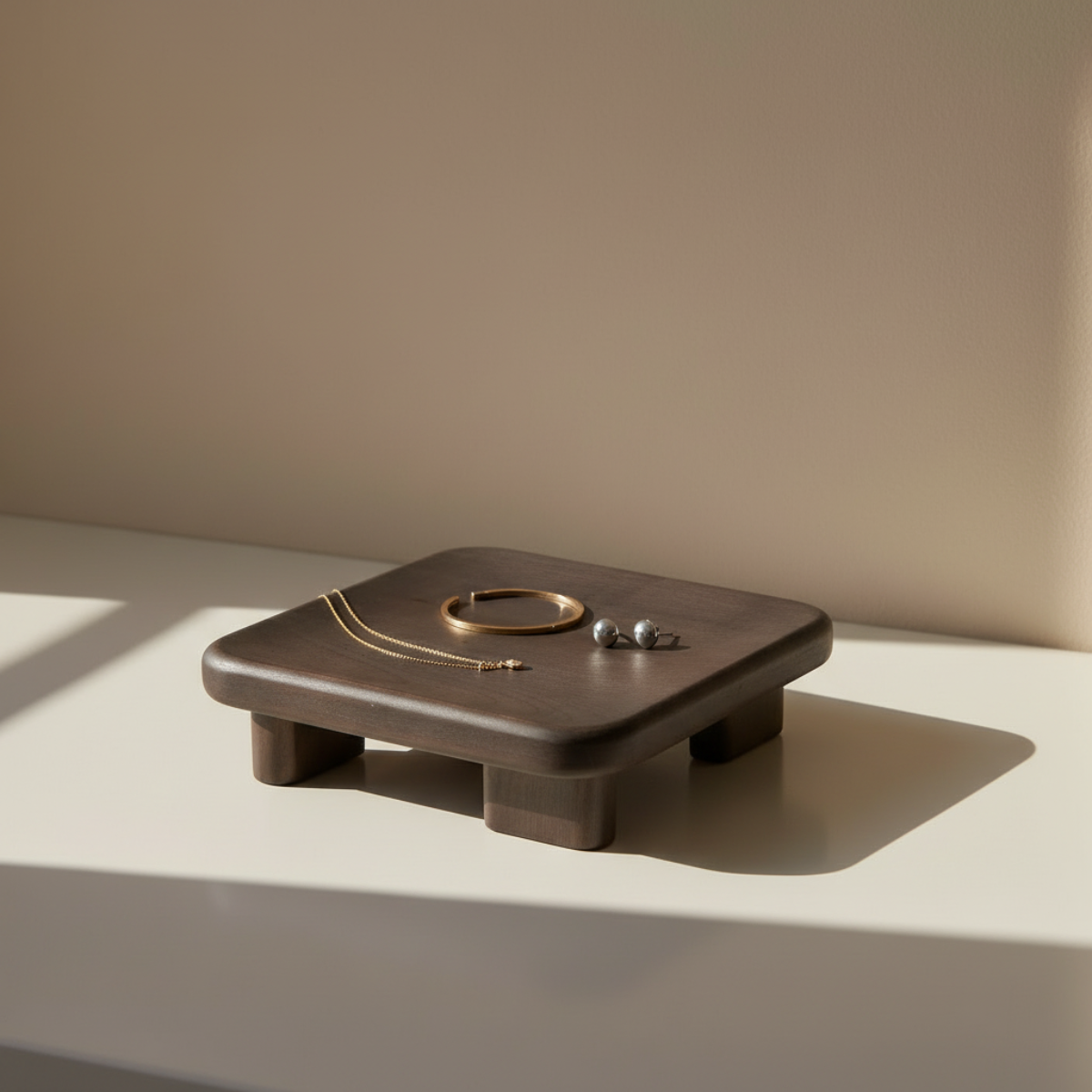 Sia Home Plateau Soho décoratif carré marron 24 cm