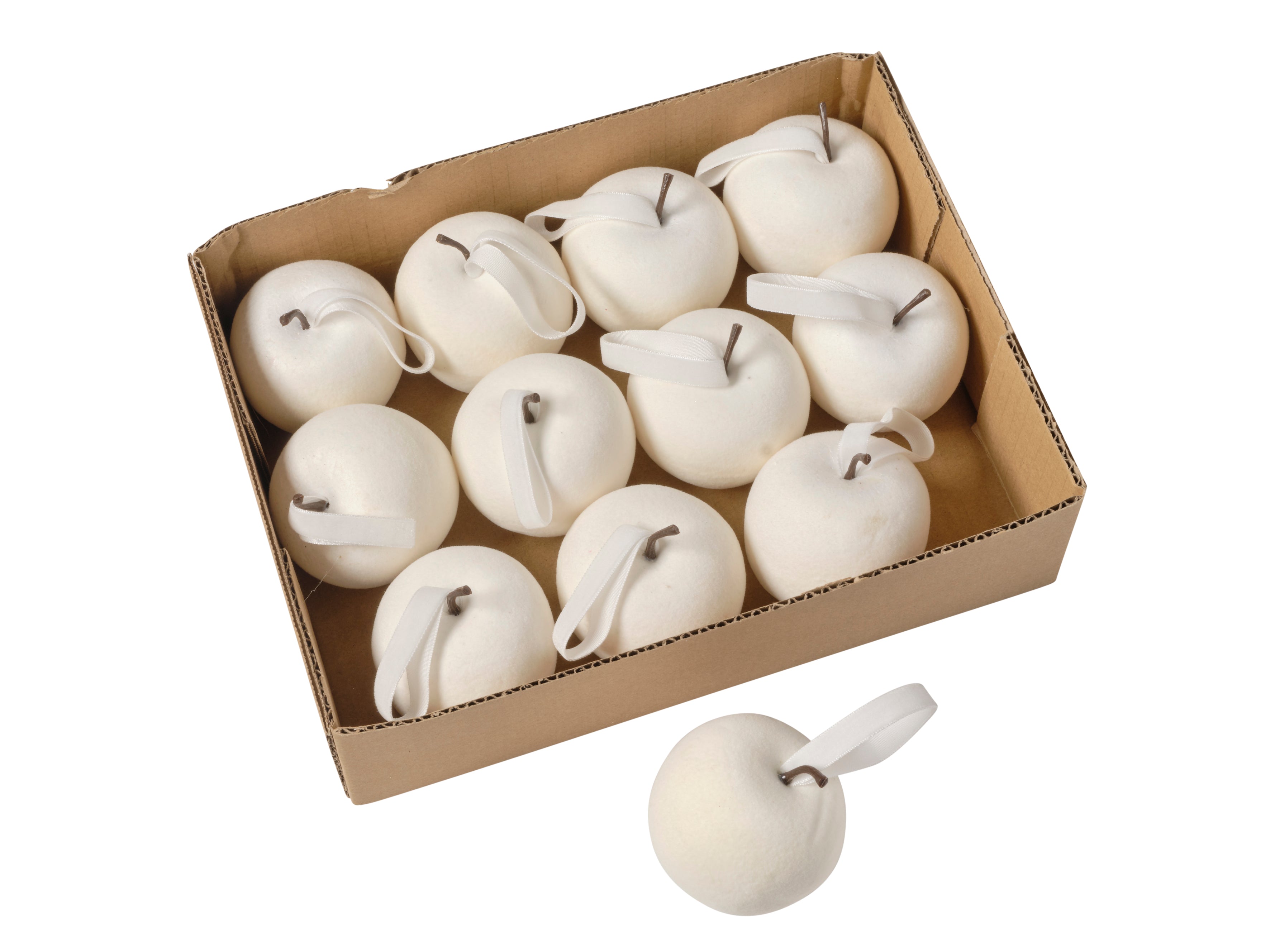 Feuillazur Rungis Pomme velours blanc ornement Noël 12 pièces
