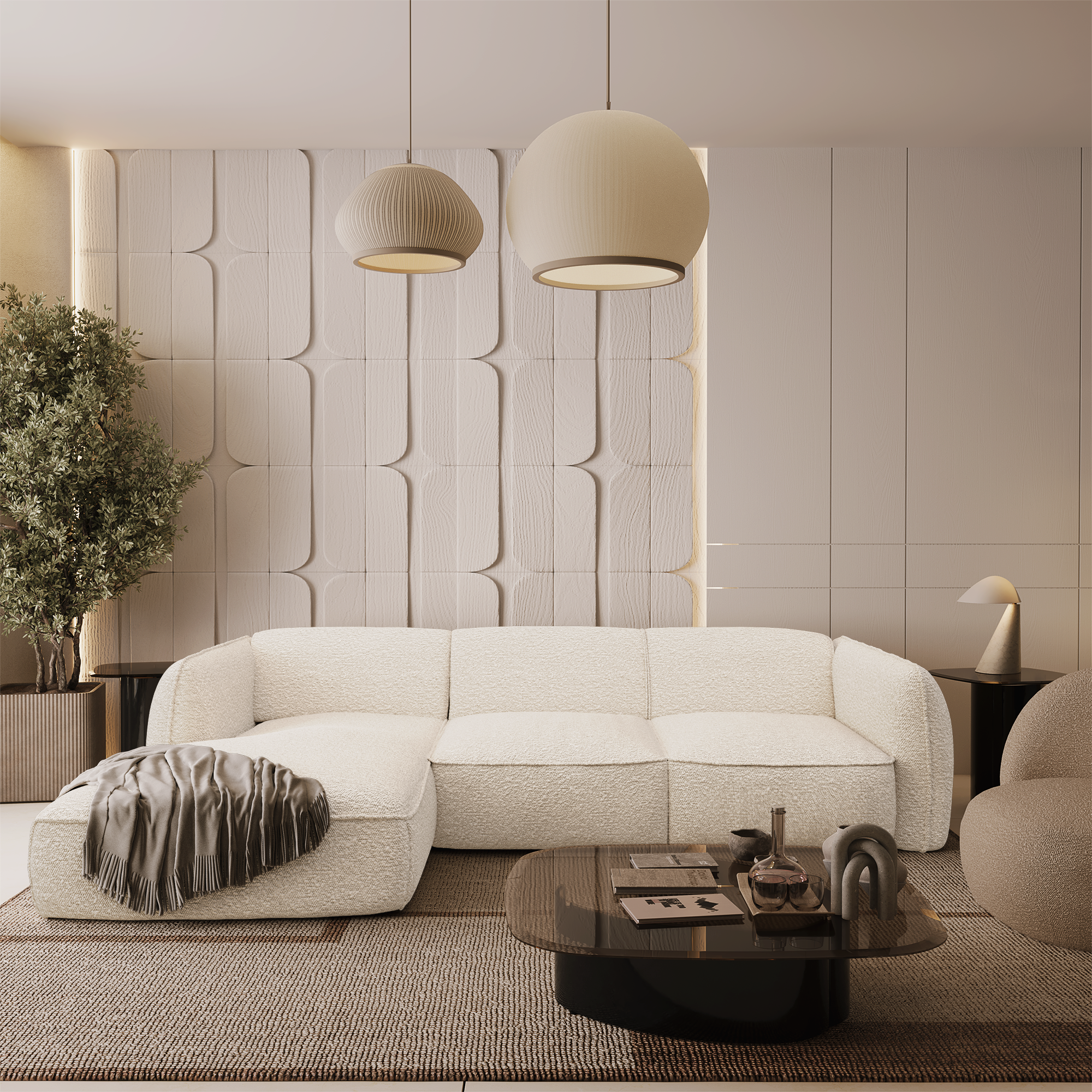 Sia Home Livia canapé d'angle gauche crème 5 places