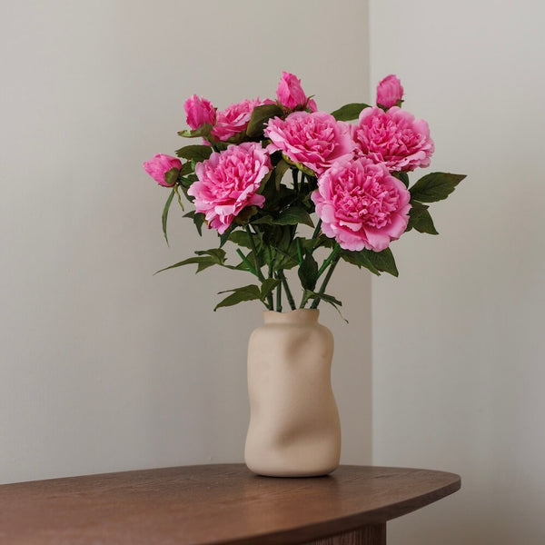 Flowrette Pivoine Rose Foncé Fleur Artificielle Toucher Naturel