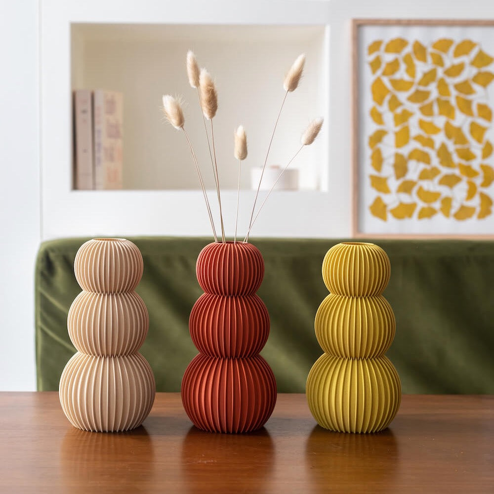 Flowrette Vases Flamant vase beige fleurs séchées