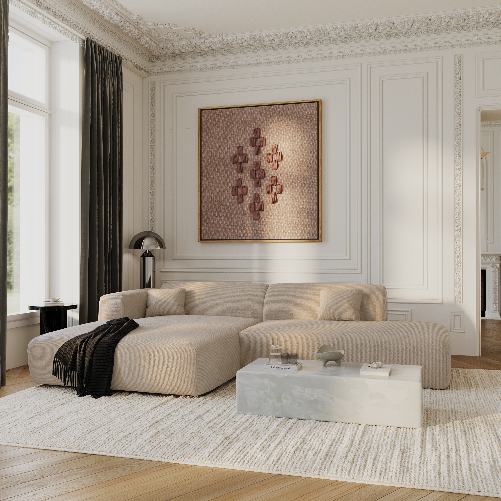 Sia Home Myra Canapé angle gauche ouvert beige