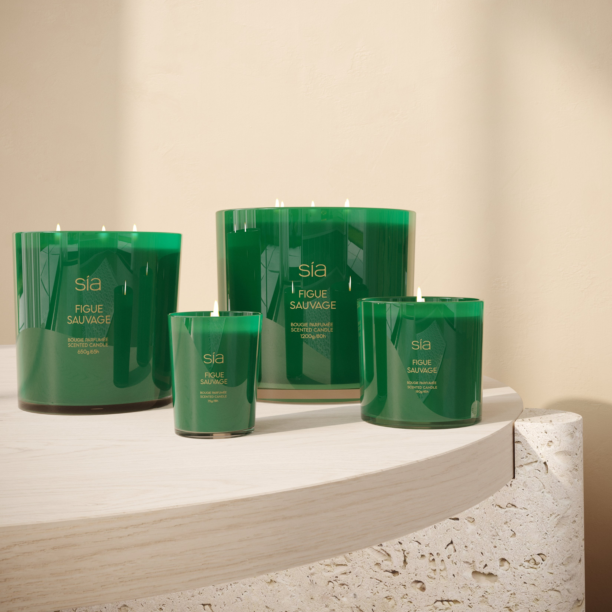 Sia Home Figue Sauvage bougie parfumée verte L 80h