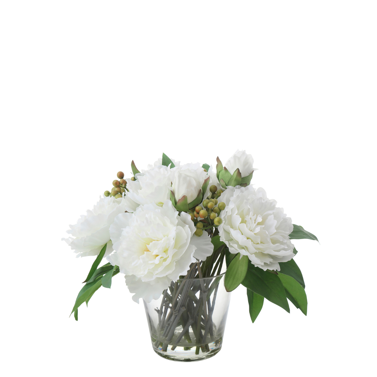 Sia Home Pivoines Baies composition artificielle blanc 26 cm