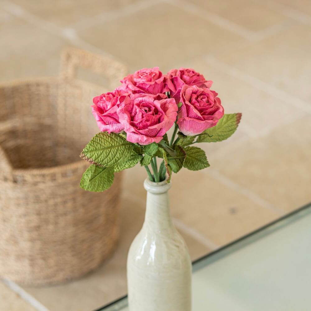 Flowrette Fleurs en papier petite rose Lady fuchsia x1
