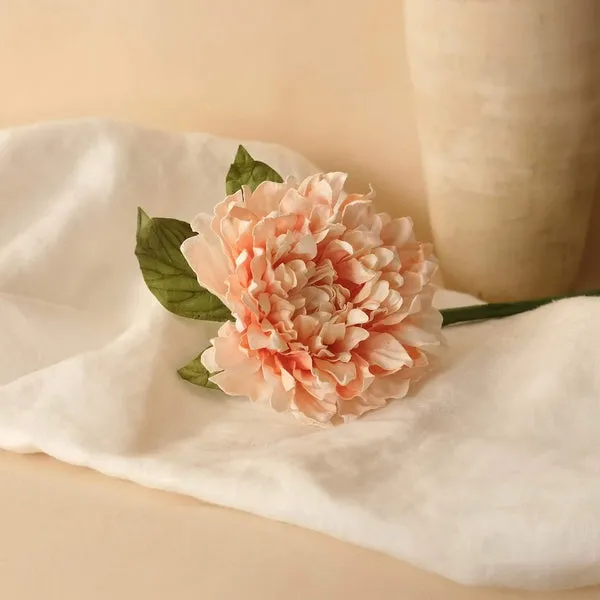 Flowrette Dahlia fleur en papier corail et blanc x1
