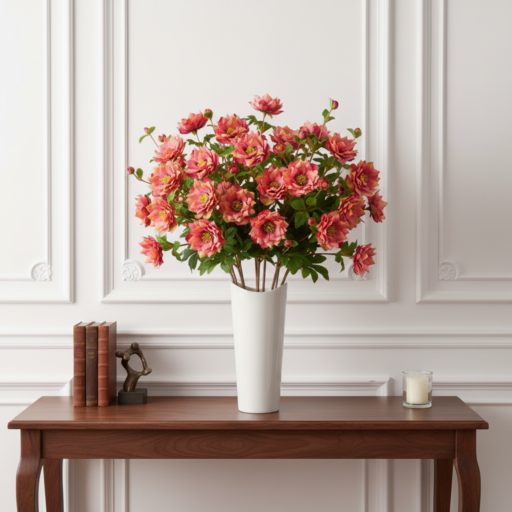Sia Home Helleborus Niger tige fleur rose 49 cm