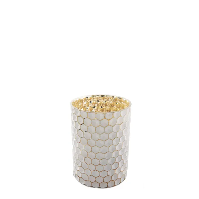 Sia Home Maia photophore verre blanc doré 24 cm