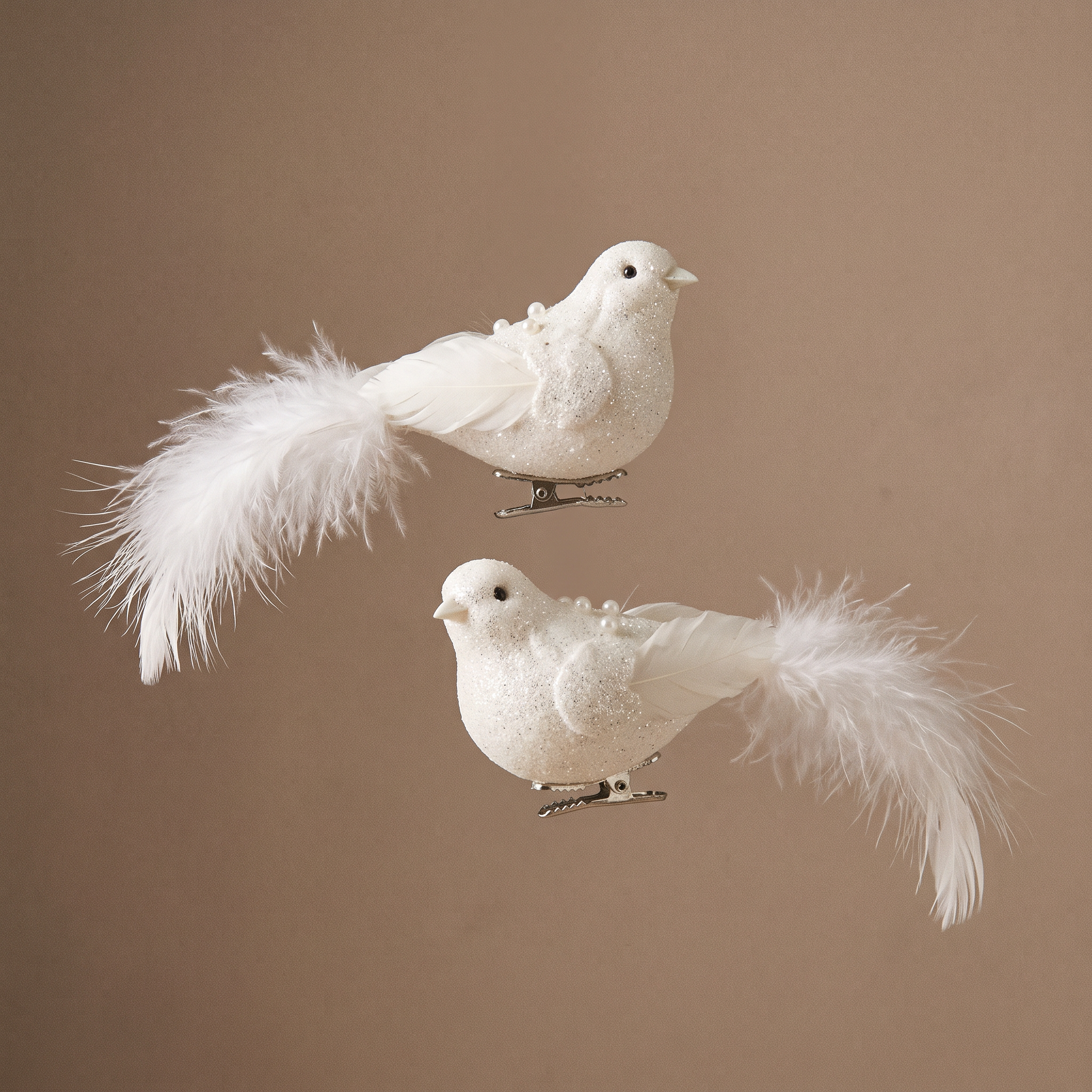 Sia Home Boules et suspensions Clips Oiseaux 8 cm set 2 blanc