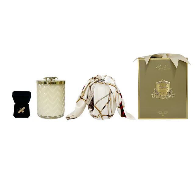 Côte Noire Herringbone Bougie Vanille Blanche Crème 600 g