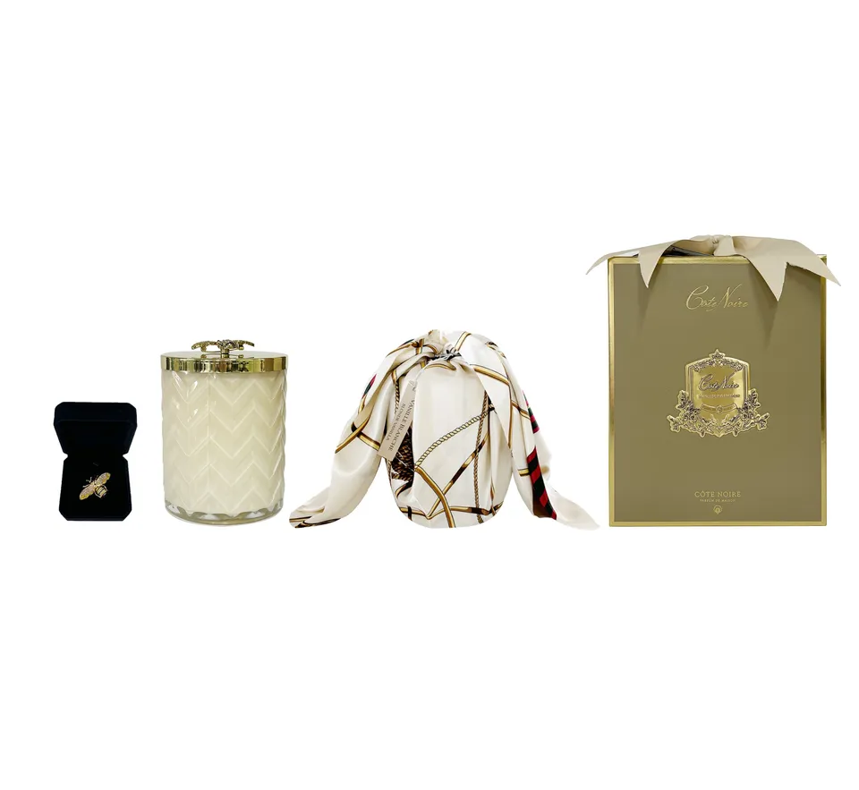 Côte Noire Herringbone Bougie Vanille Blanche Crème 600 g