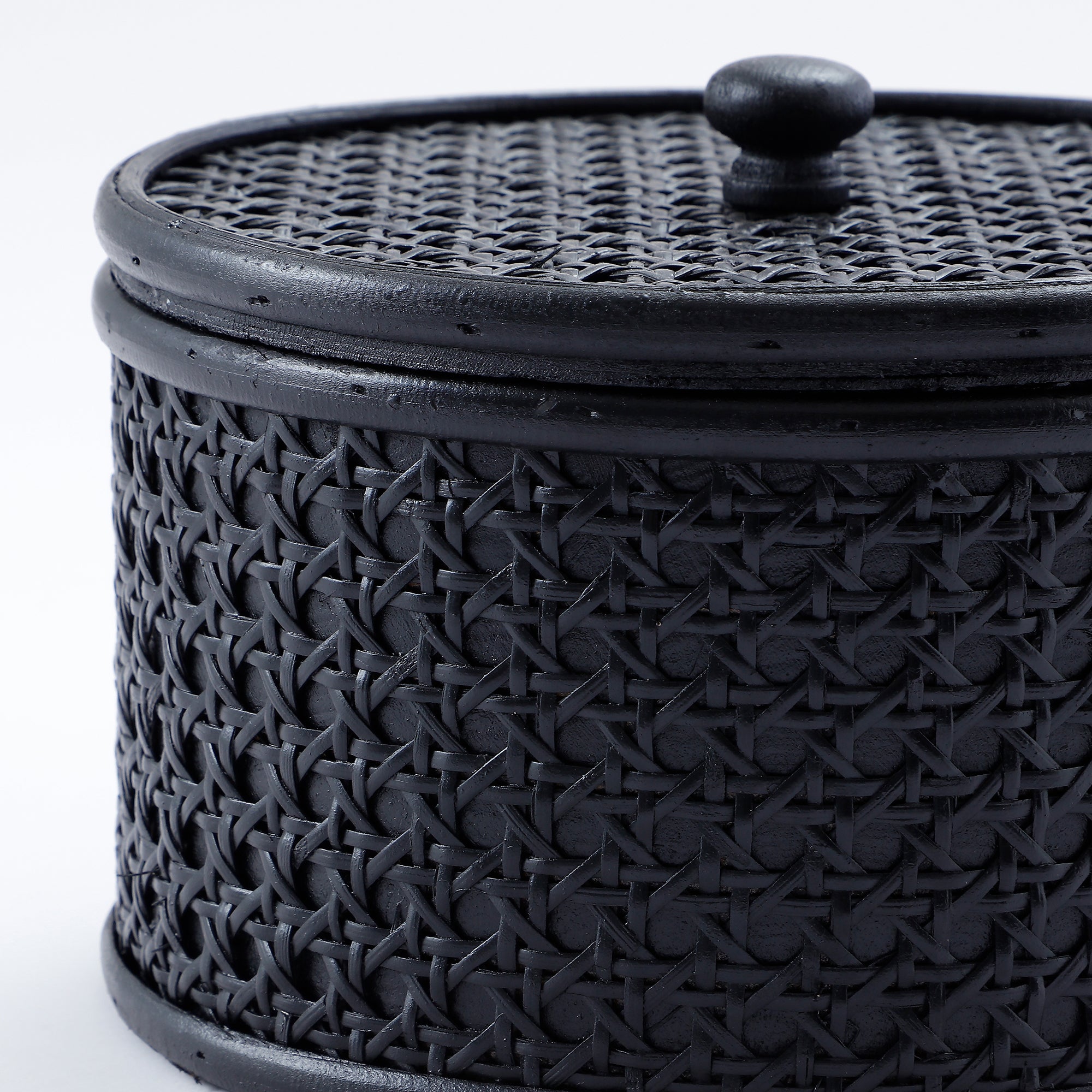 Sia Home Mila lot 2 boîtes rotin rondes noires cannage