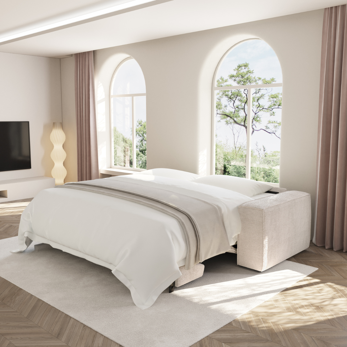 Sia Home Joan canapé convertible 140 cm crème matelas