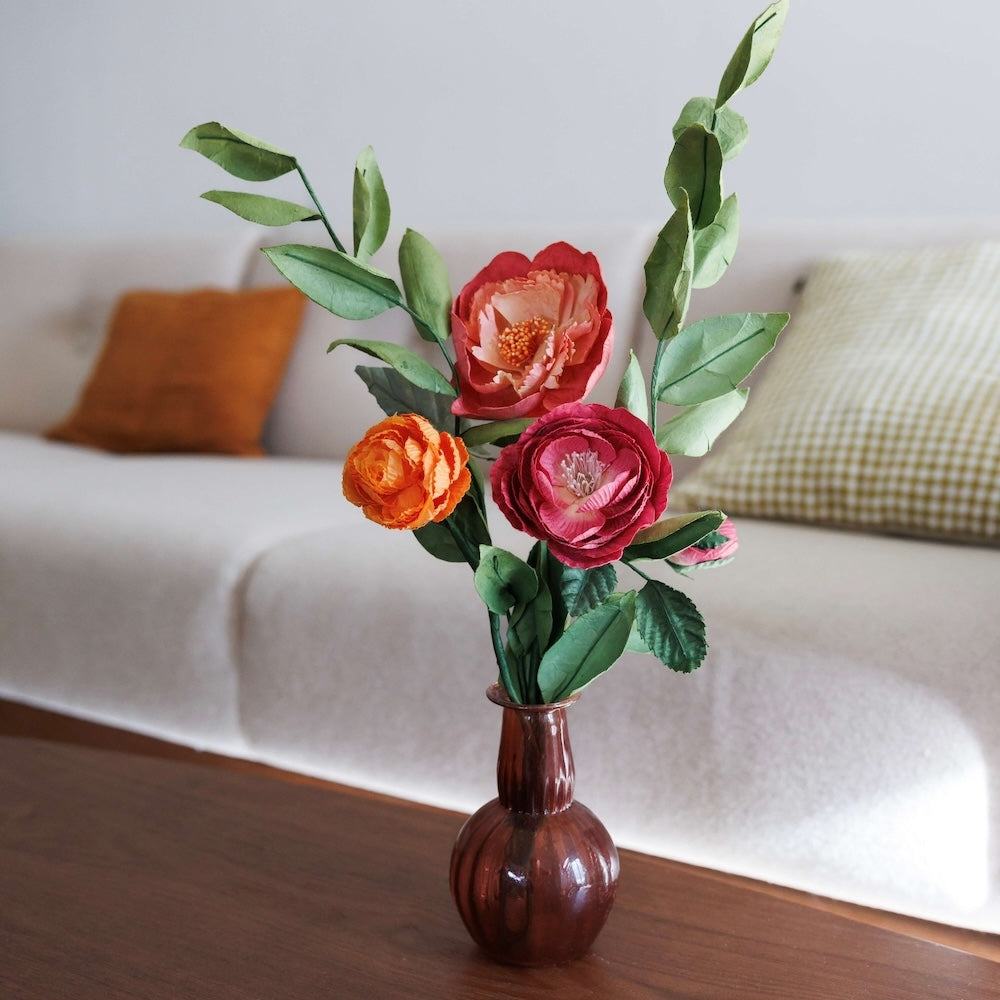 Flowrette Kandinsky bouquet fleurs en papier orange fuchsia