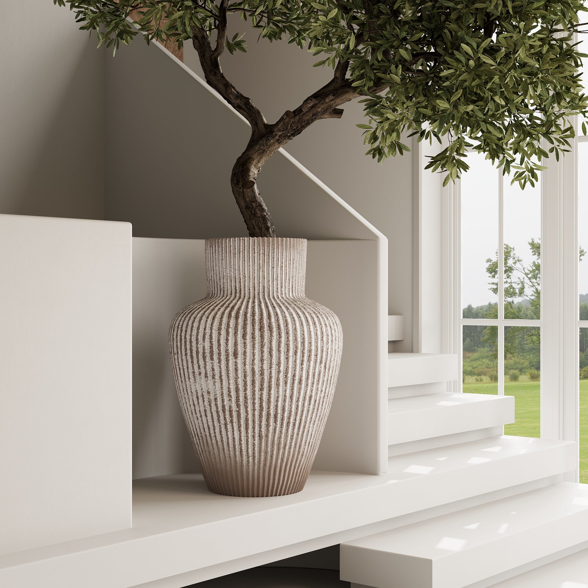 Sia Home Cache-pots Roma 83 cm cache-pot beige fibre ciment