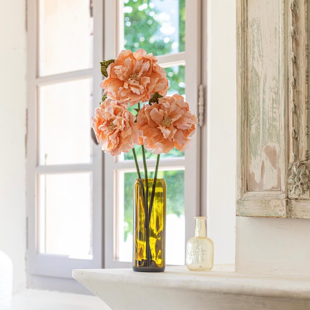 Flowrette Fleurs en papier Pivoine orange corail fleur x1