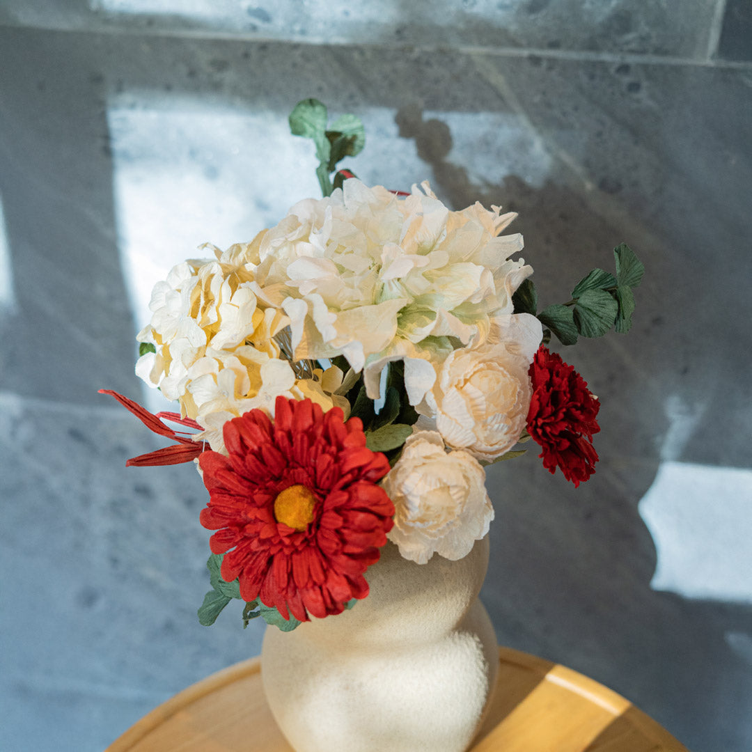 Flowrette Fleurs en papier Bouquet Pollock rouge blanc