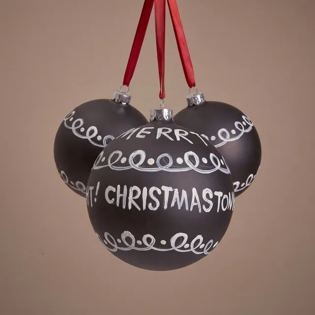 Sia Home Boule Noël Graphique Merry Christmas blanc 10 cm
