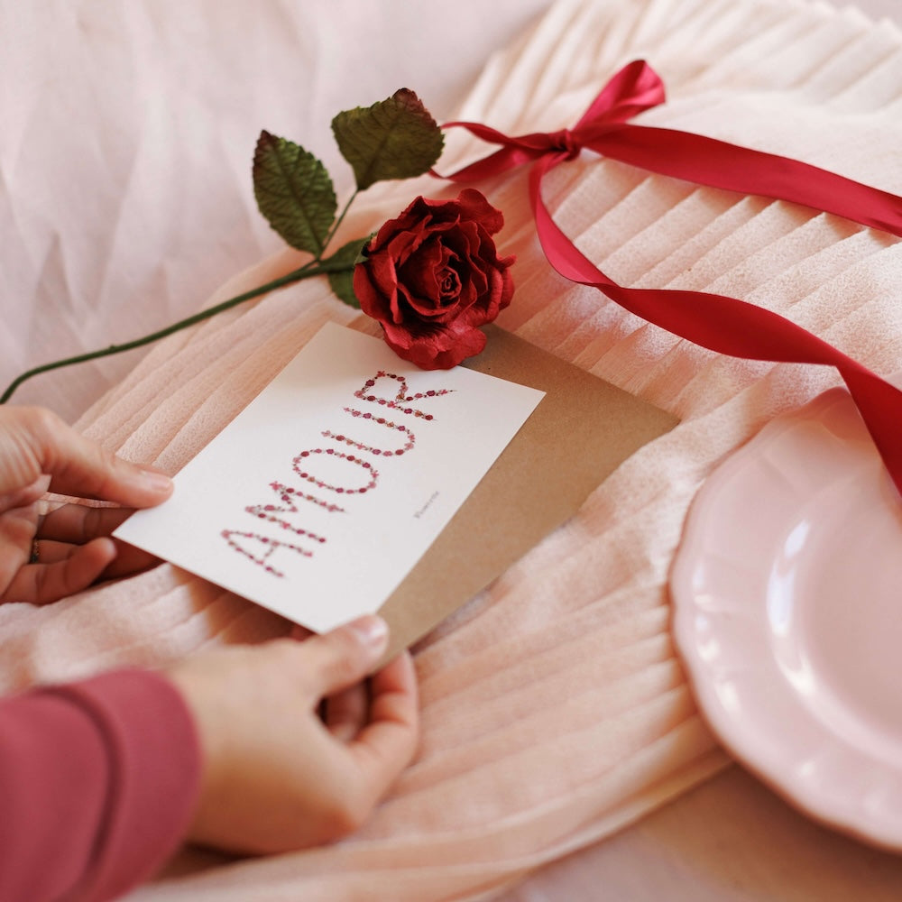 Flowrette coffret Amour rose papier rouge Saint-Valentin