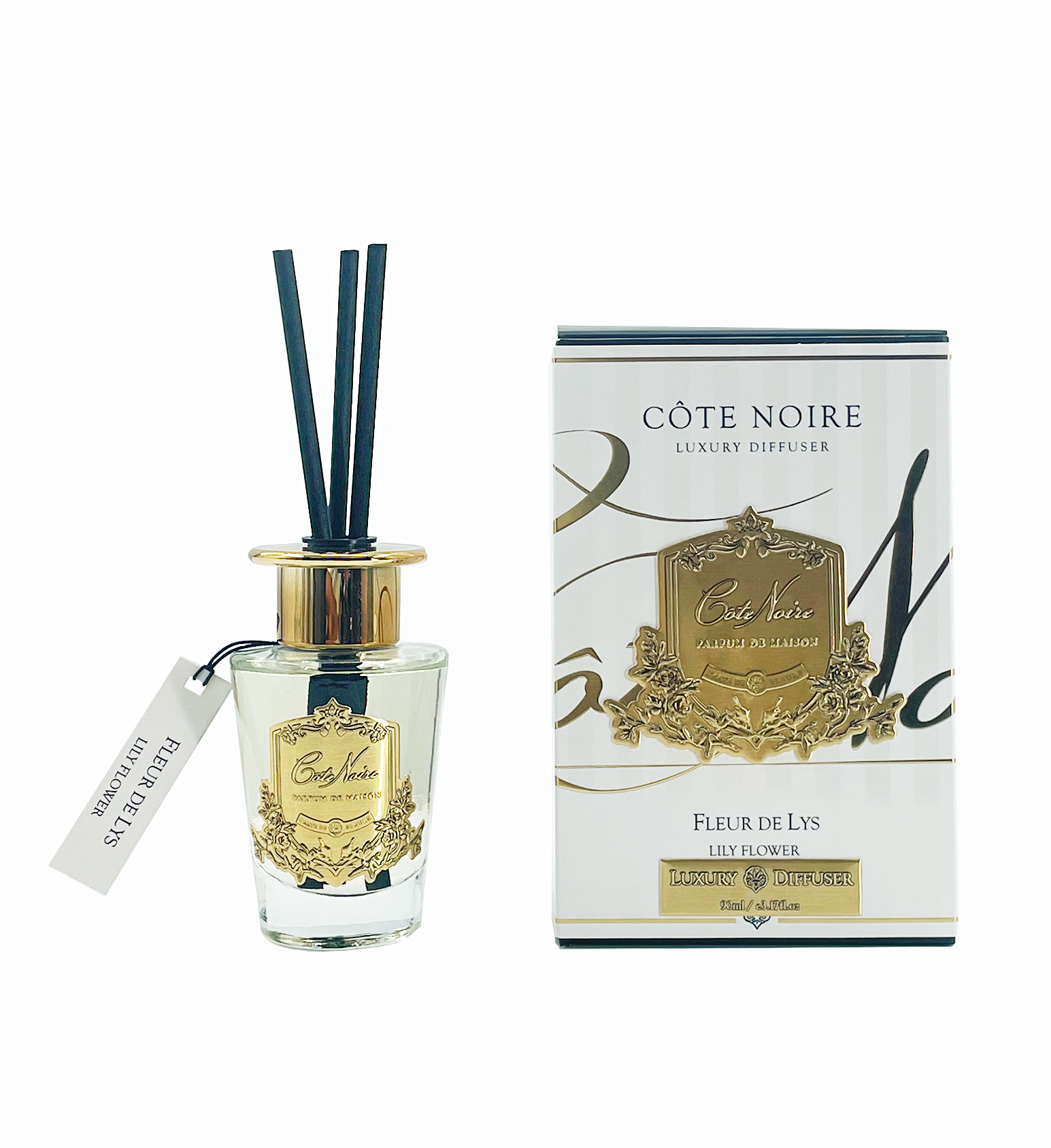Côte Noire Diffusers 90ml diffuseur parfum lys fleur doré