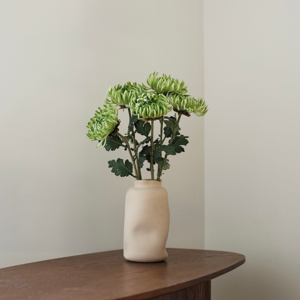 Flowrette Chrysanthème vert fleur artificielle x1 sans entretien