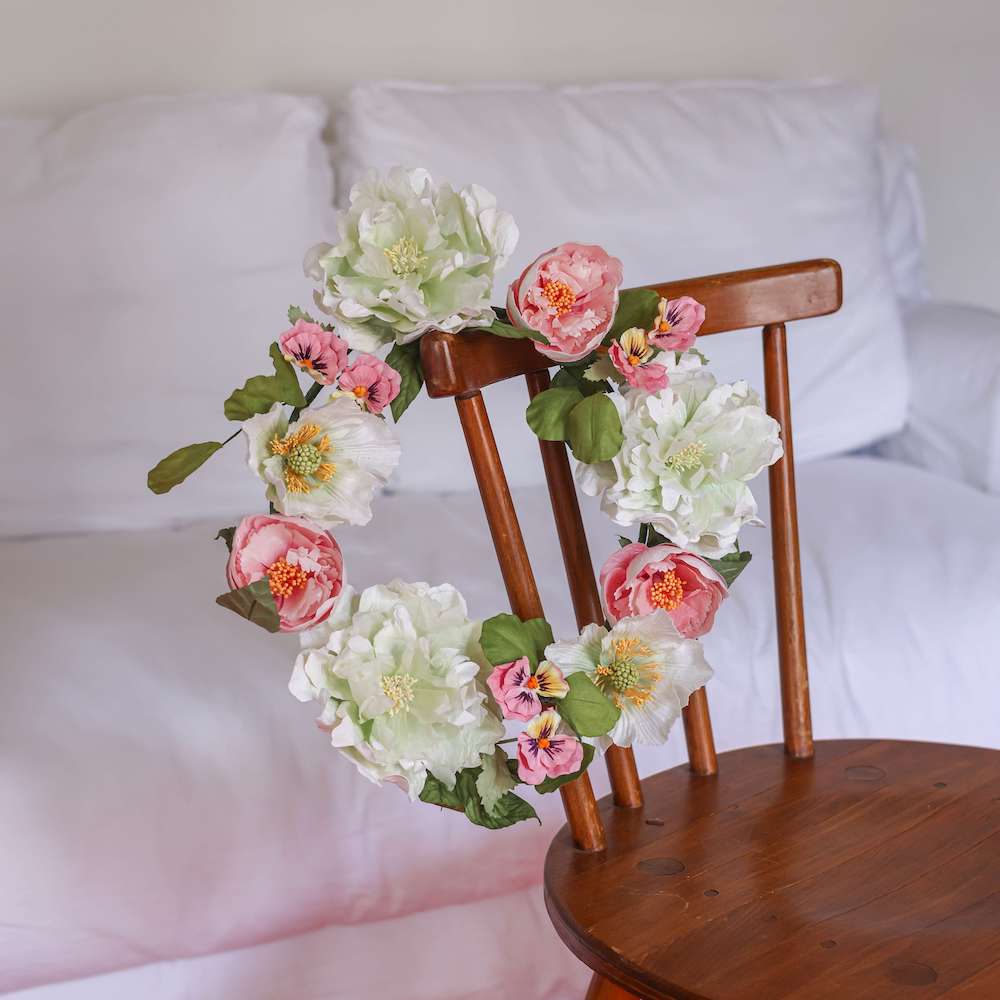 Flowrette Rubens couronne murale papier 45 cm roses