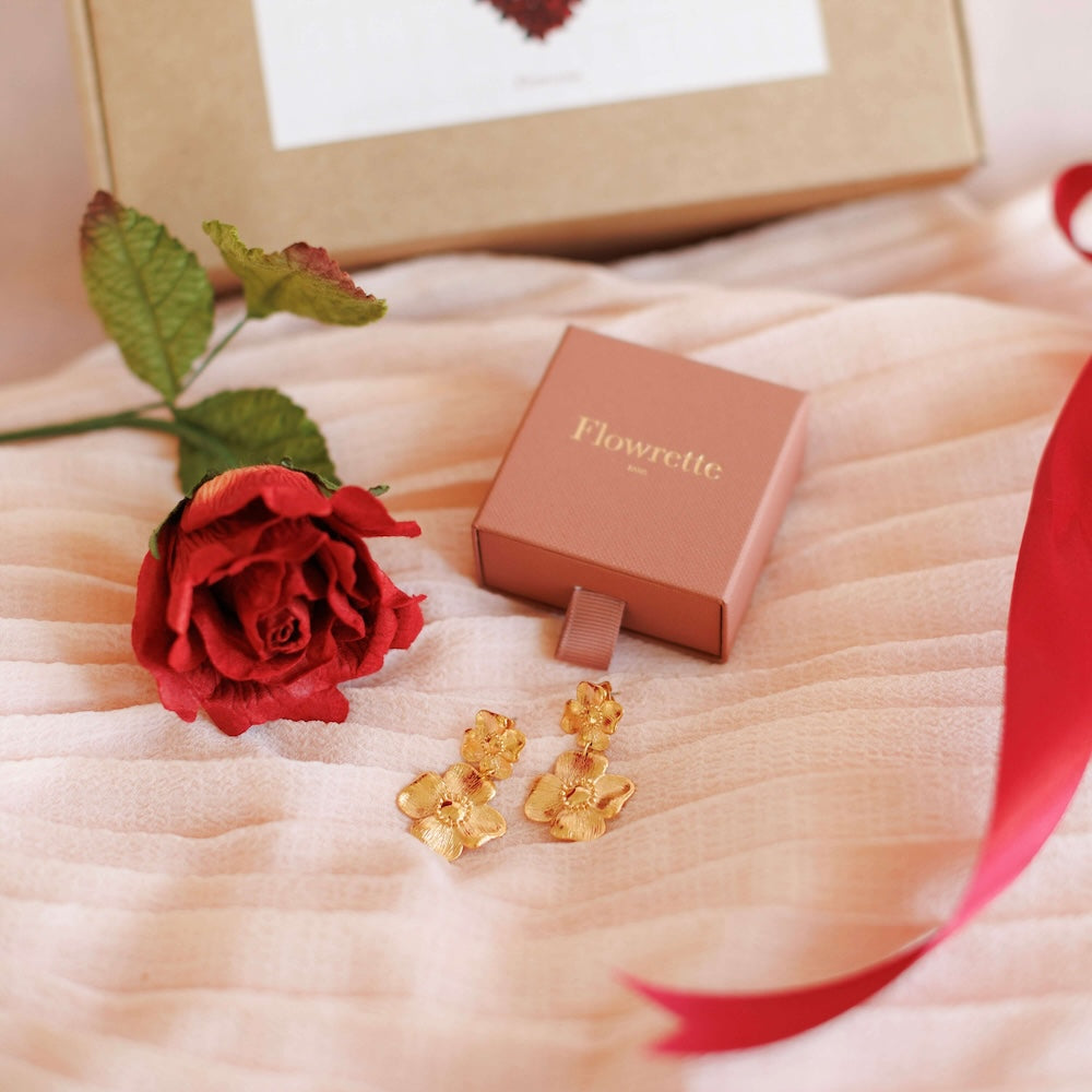 Flowrette Écrin d’Amour coffret Saint-Valentin rose papier boucles