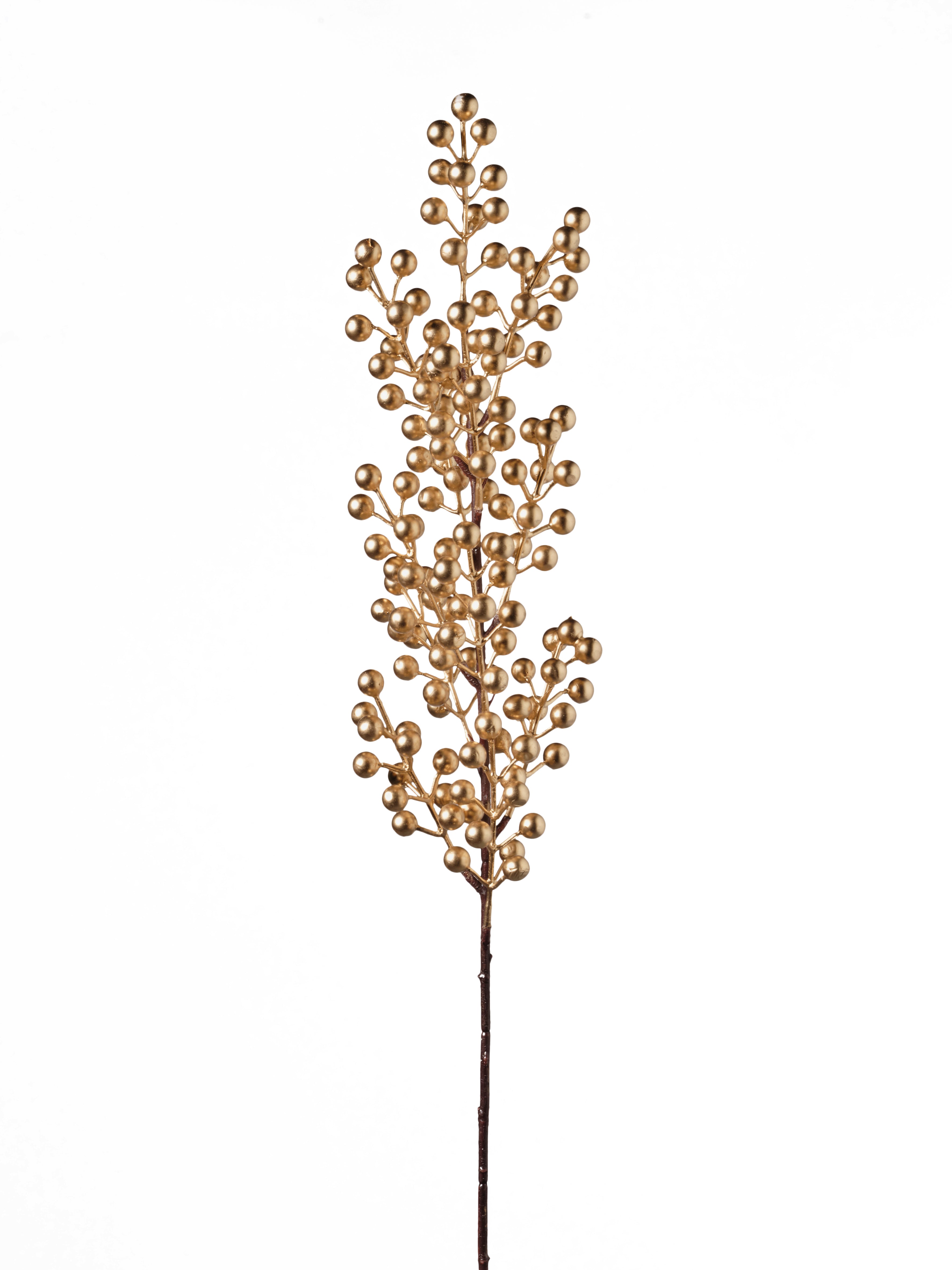 Feuillazur Rungis Tige de baies fleur Noël doré 46cm