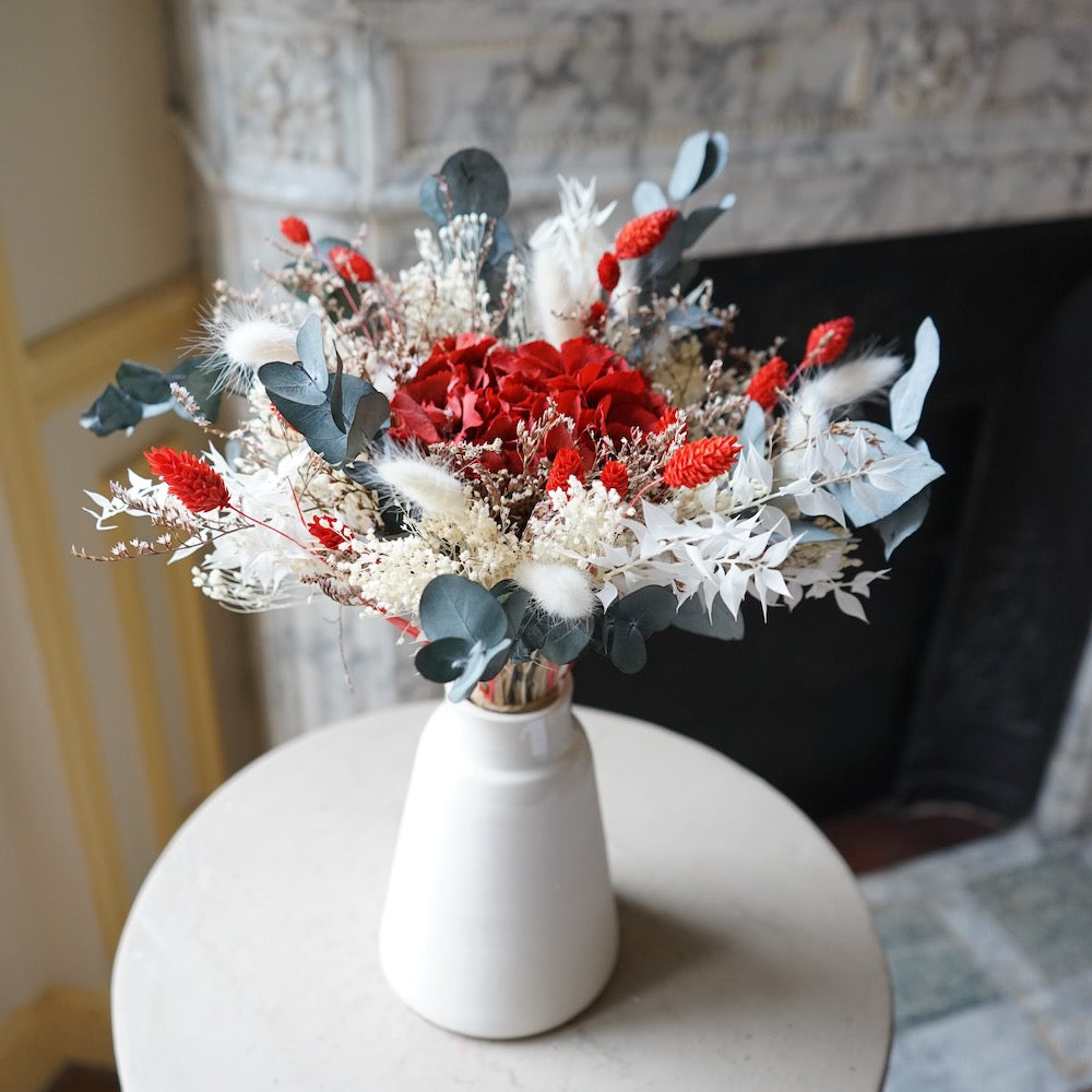 Flowrette Valentin S bouquet fleurs séchées rouge
