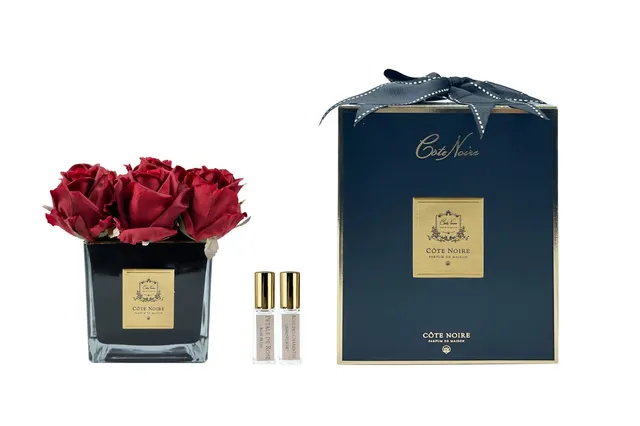 Côte Noire Couture SVB904 9 boutons roses vase noir rouge