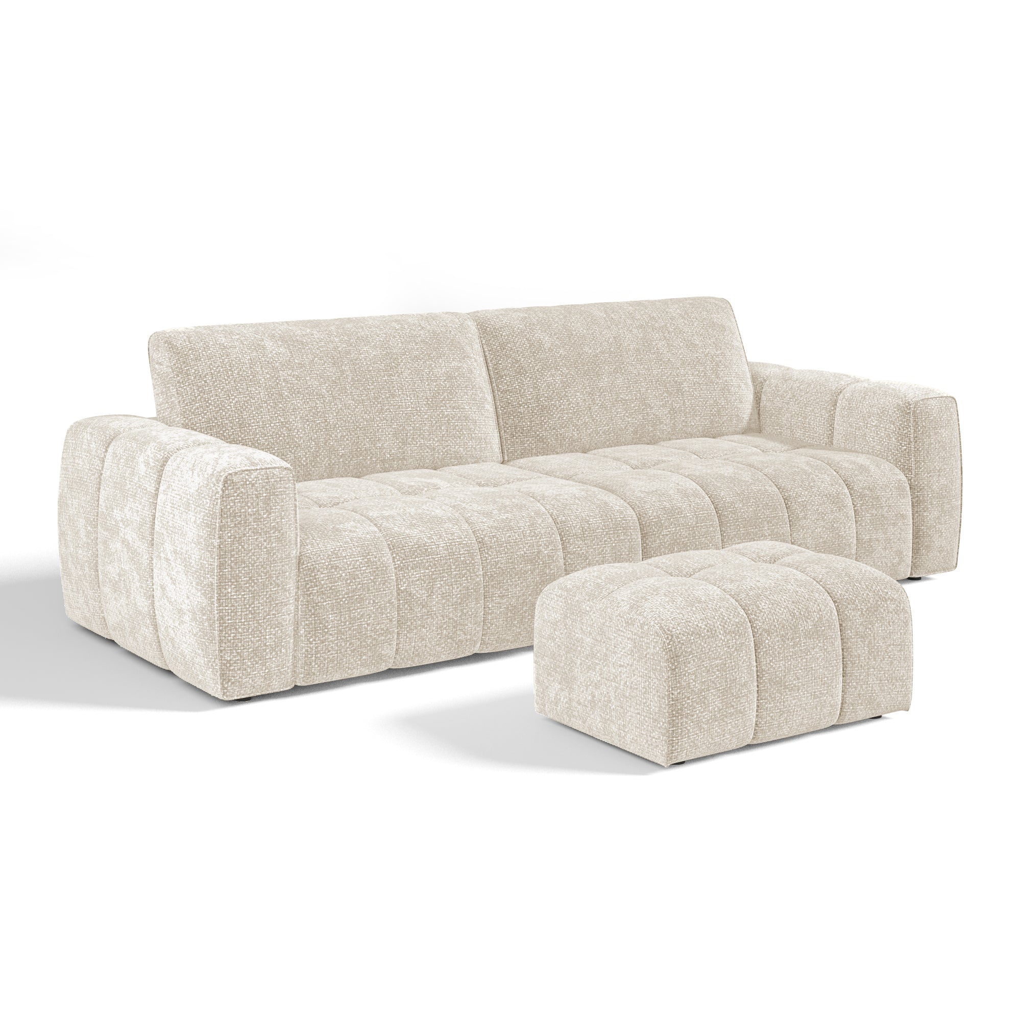Sia Home Bari ensemble canapé et pouf capitonné
