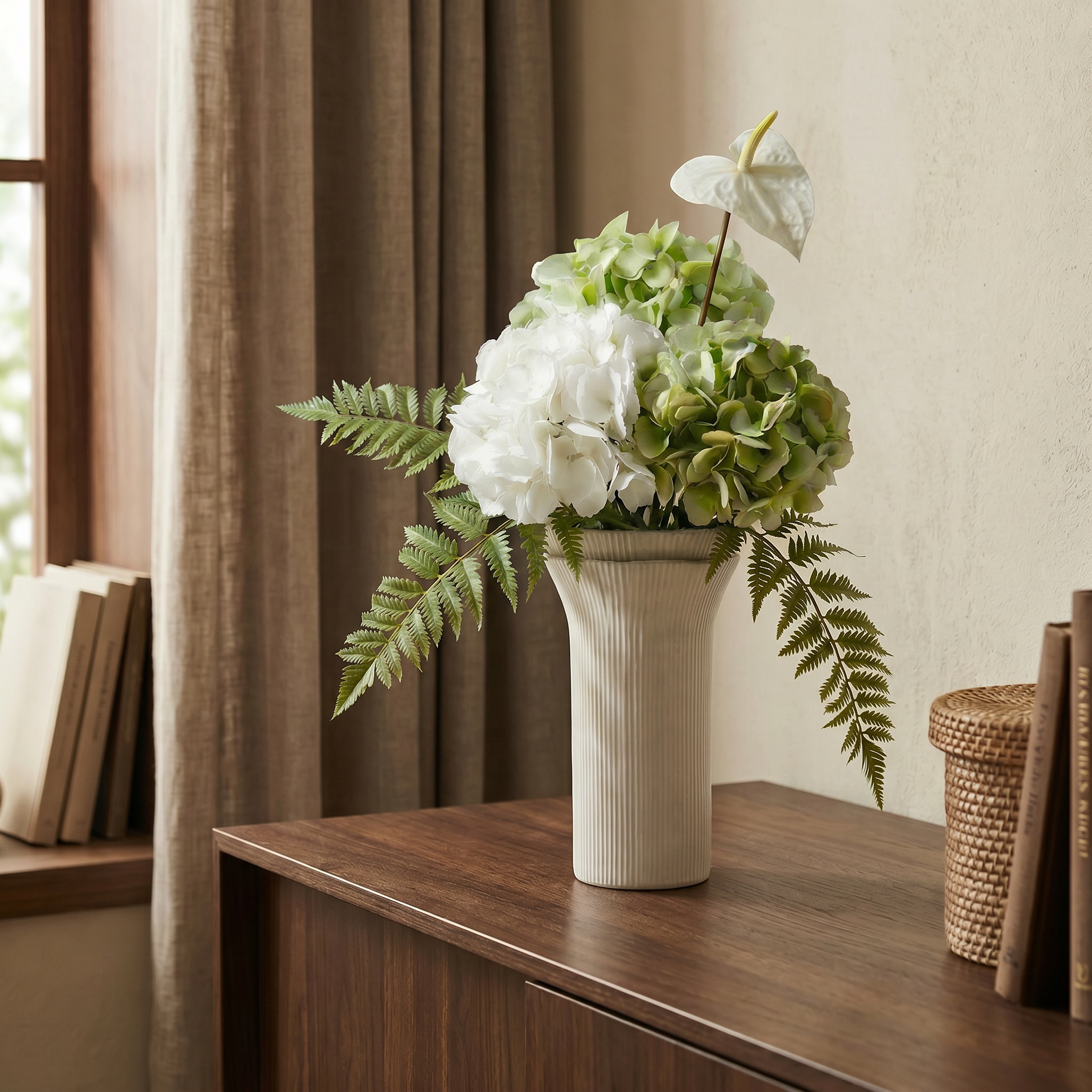 Sia Home Élora bouquet hortensias artificiel blanc 7 tiges