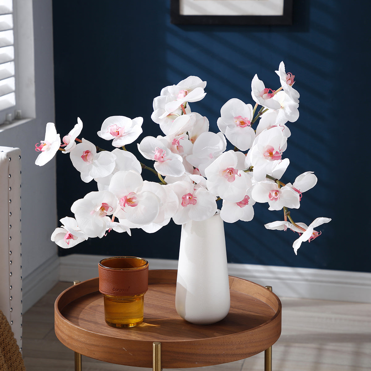 Sia Home Orchidée Phalaenopsis tige artificielle 50 cm blanc