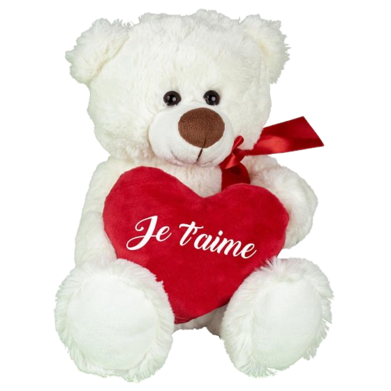 Feuillazur Rungis ours écru coeur peluche 15cm
