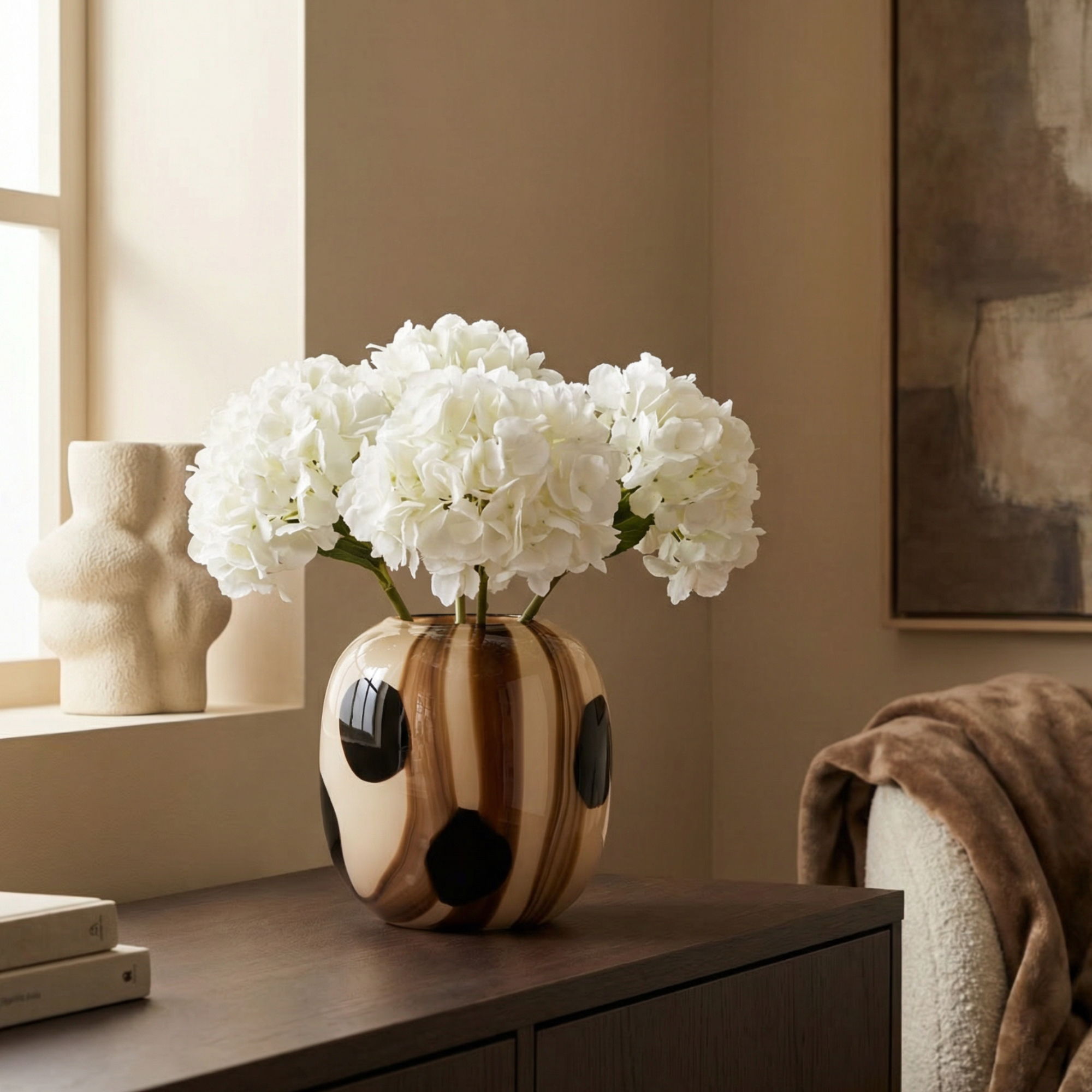 Sia Vases Dots 21 cm vase verre soufflé beige