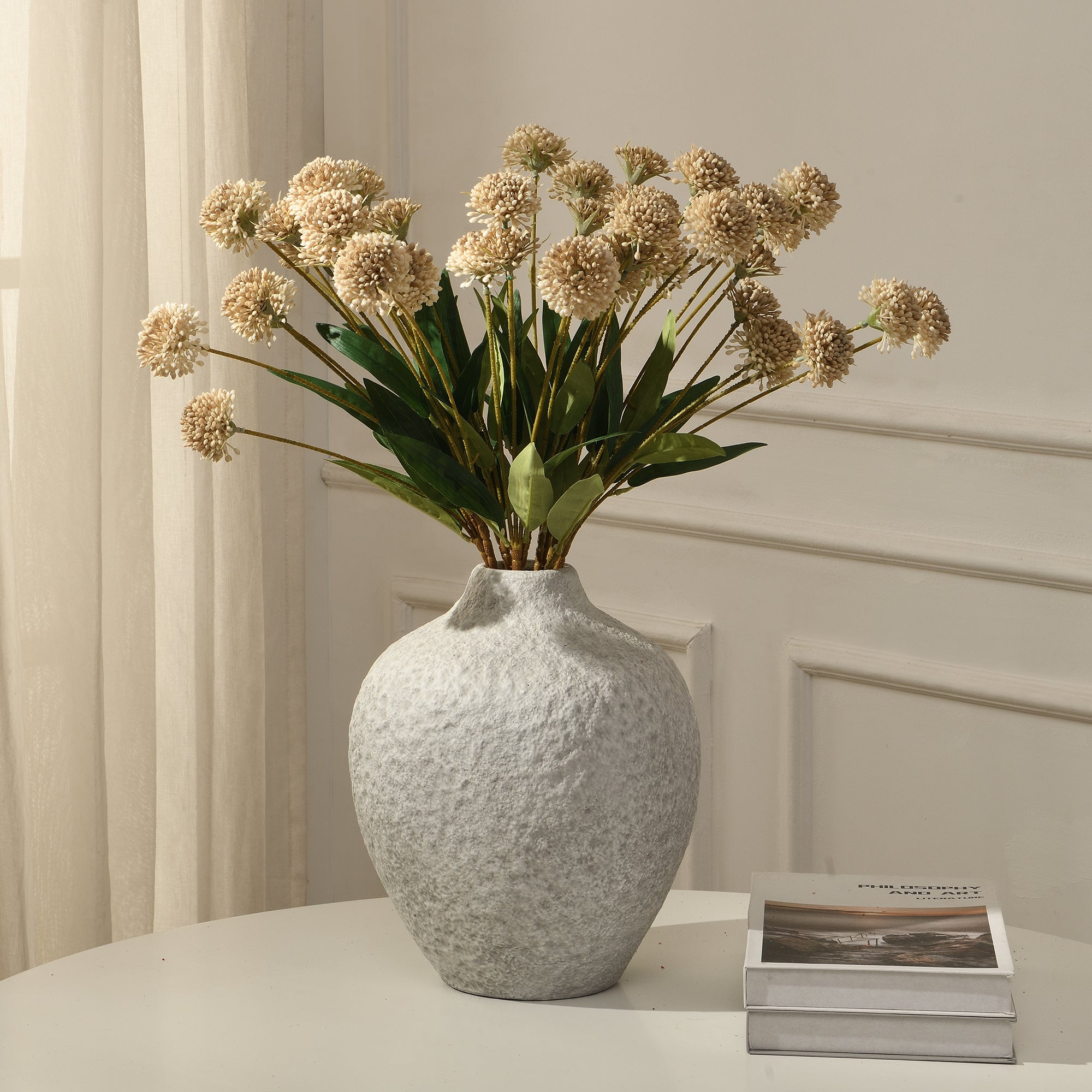 Sia Home Tige Chrysanthème Ping Pong Artificielle 60 cm Blanc