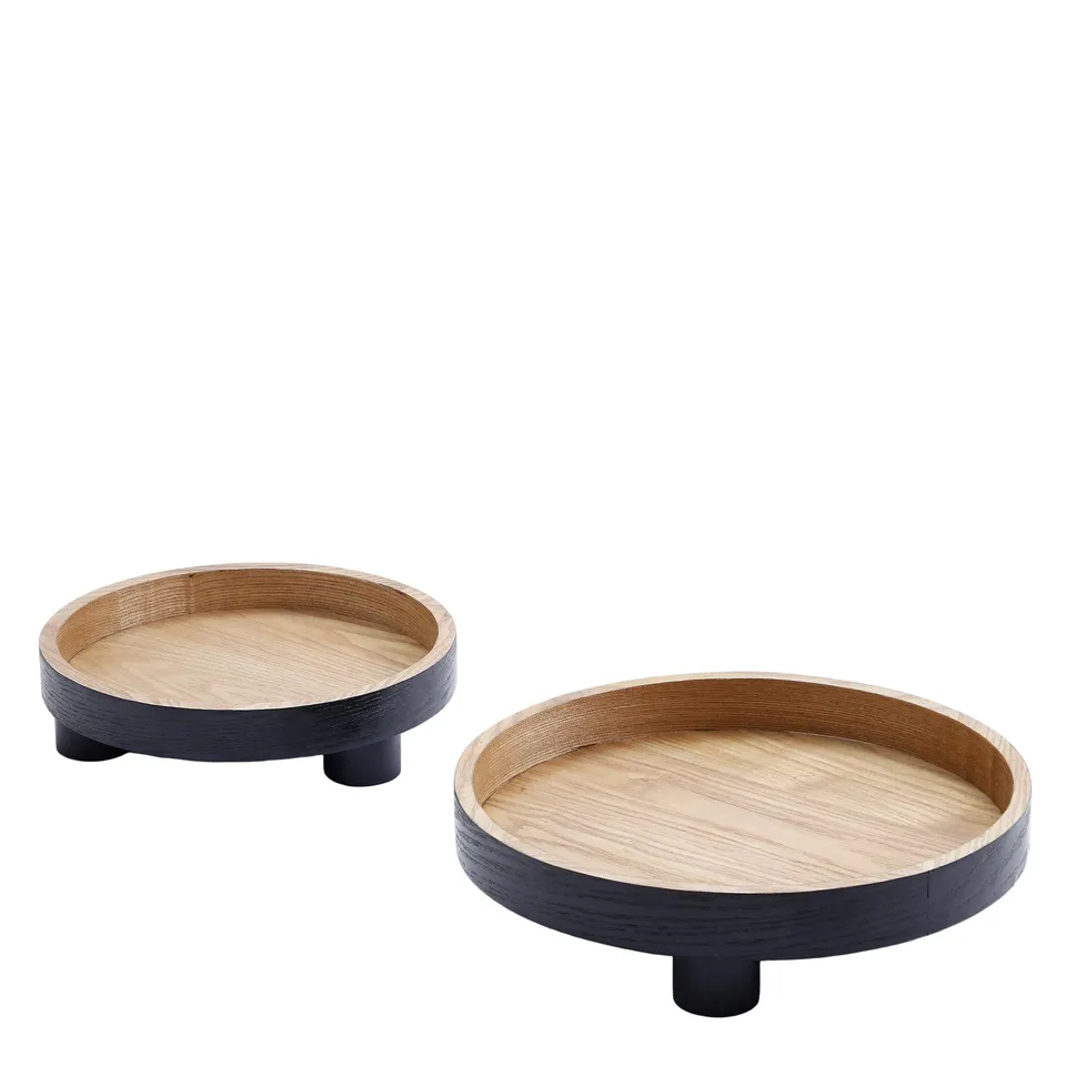 Sia Services Noa set 2 plateaux ronds noir bois