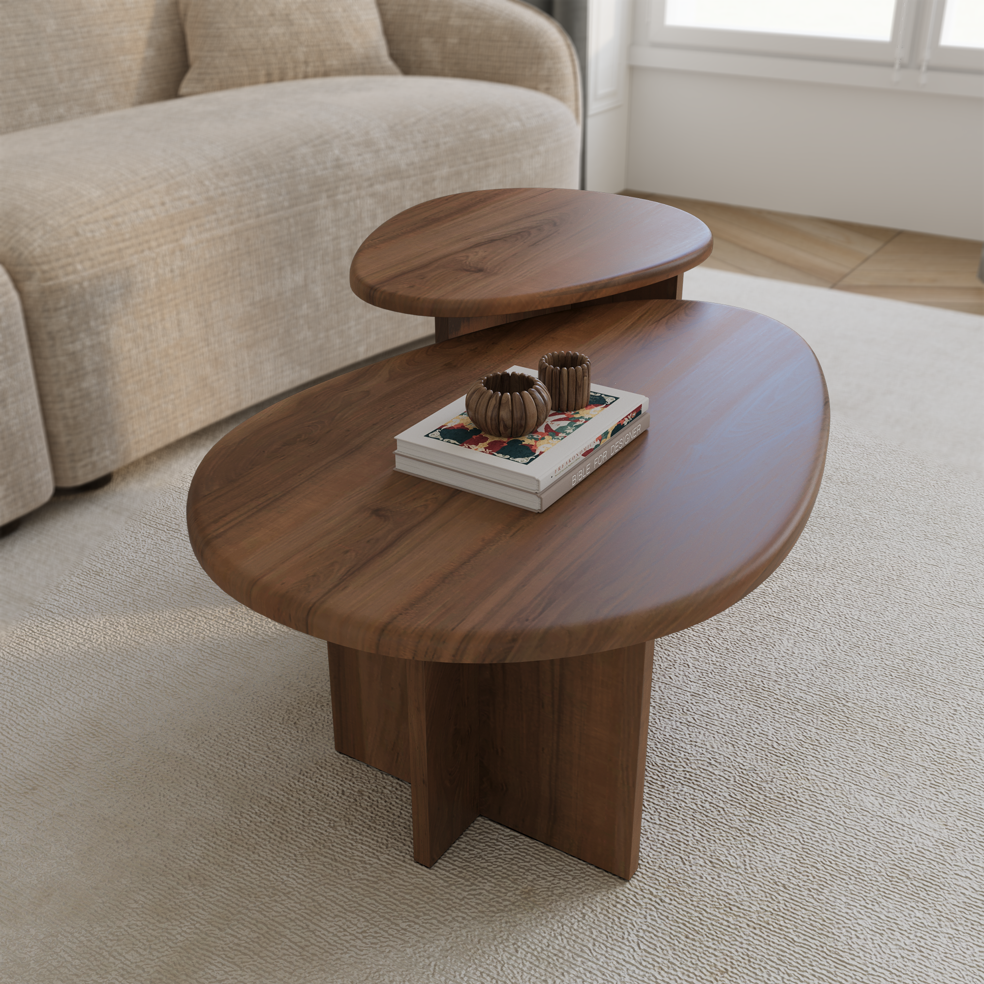 Sia Home Tables Cedra lot 2 tables basses noyer