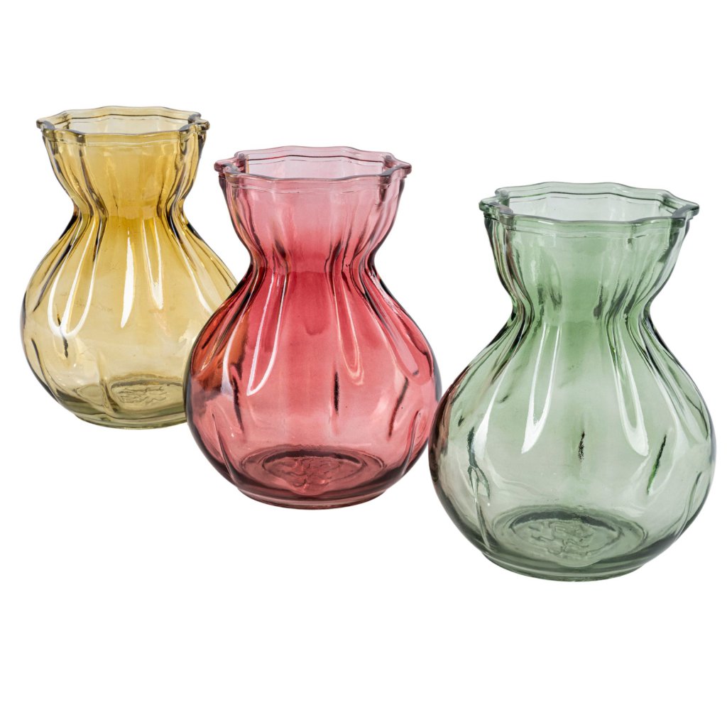 Feuillazur Rungis Vase verre déco 10x7,5cm jaune vert rose