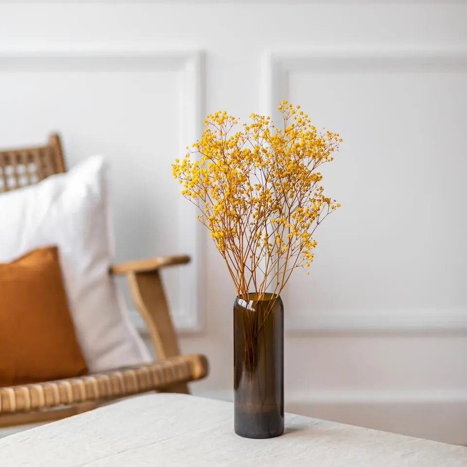 Flowrette gypsophile jaune botte fleurs séchées stabilisée x1