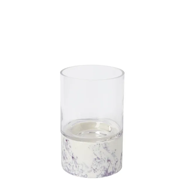 Sia Home porte-bougie effet marbre 23 cm blanc