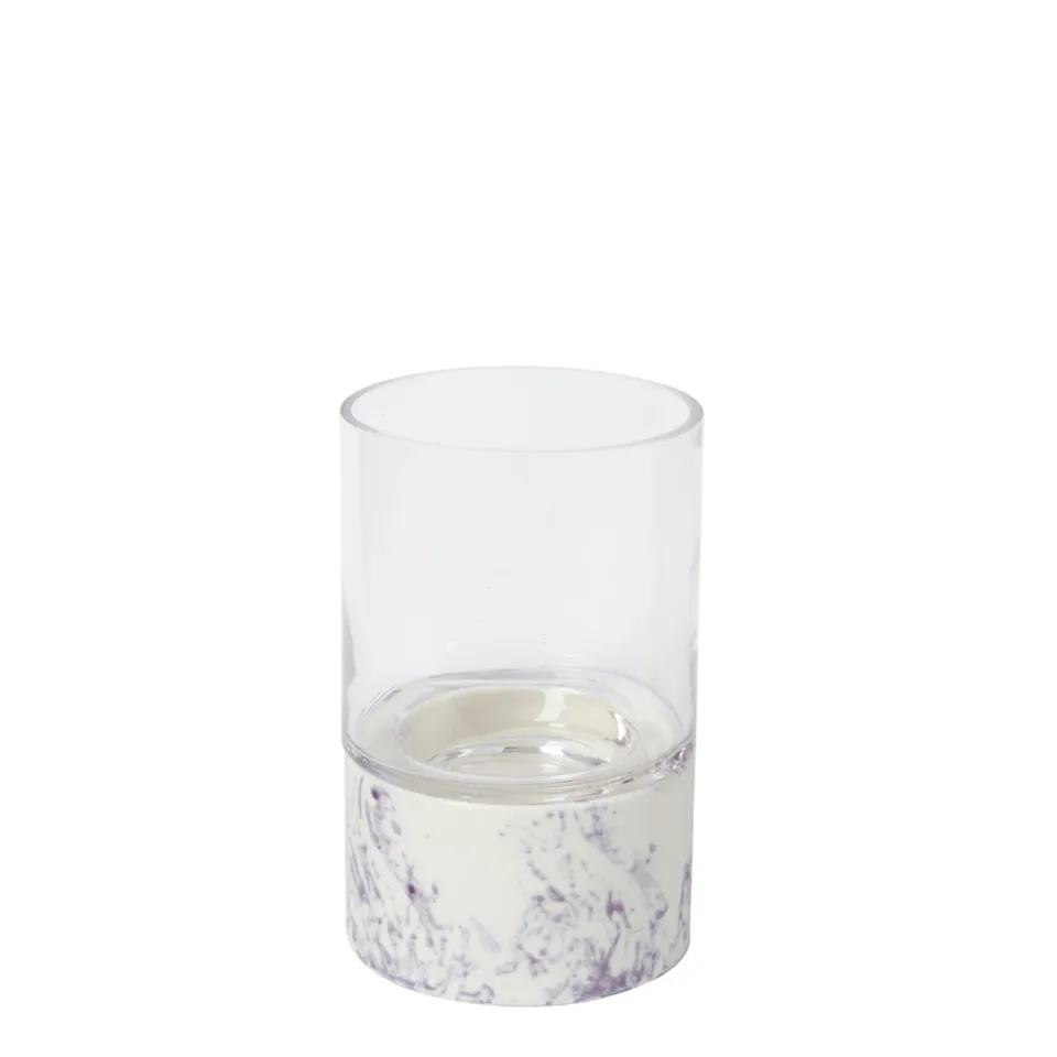 Sia Home porte-bougie effet marbre 23 cm blanc