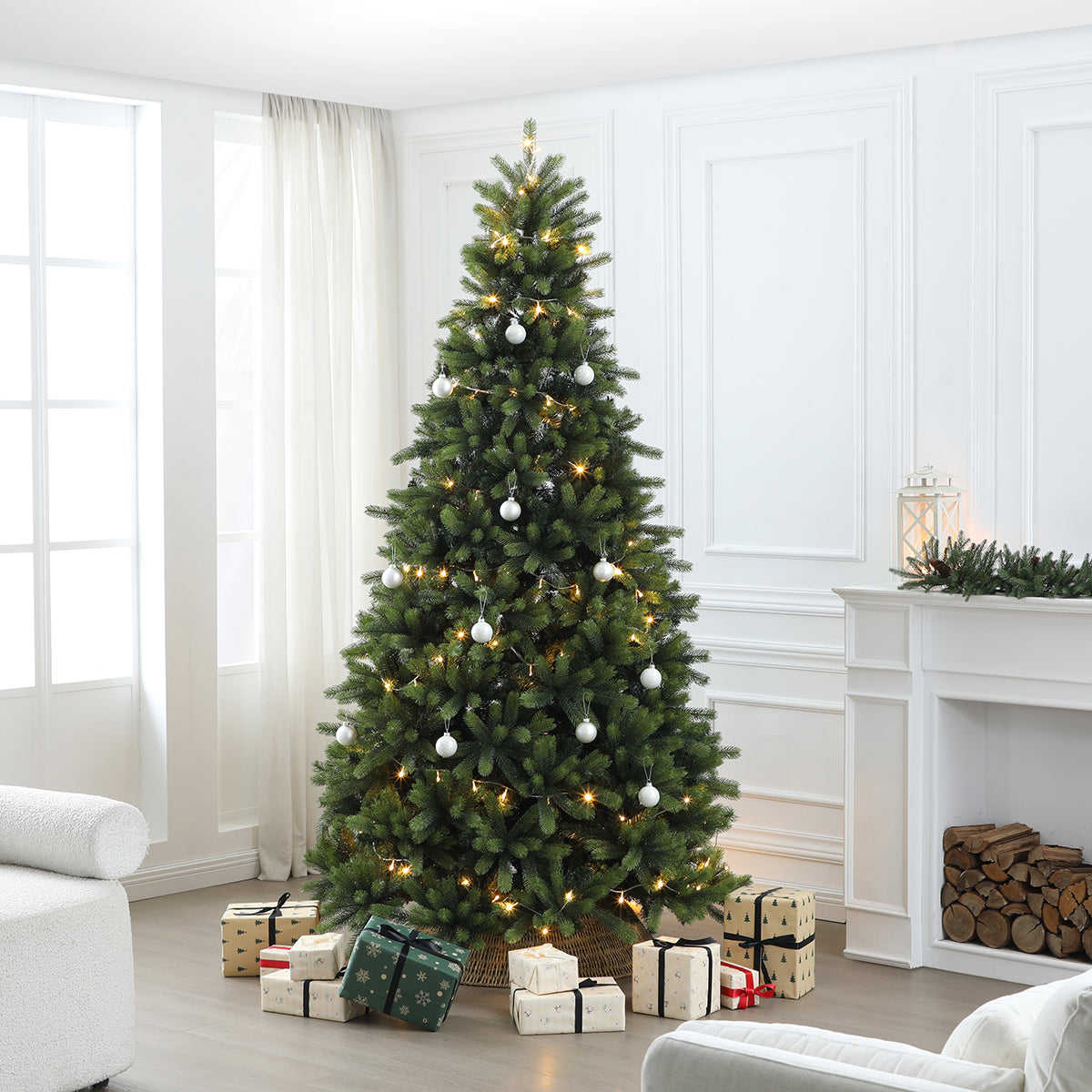 Sia Home coffret 12 boules de Noël sapin blanc rouge marron 6 cm