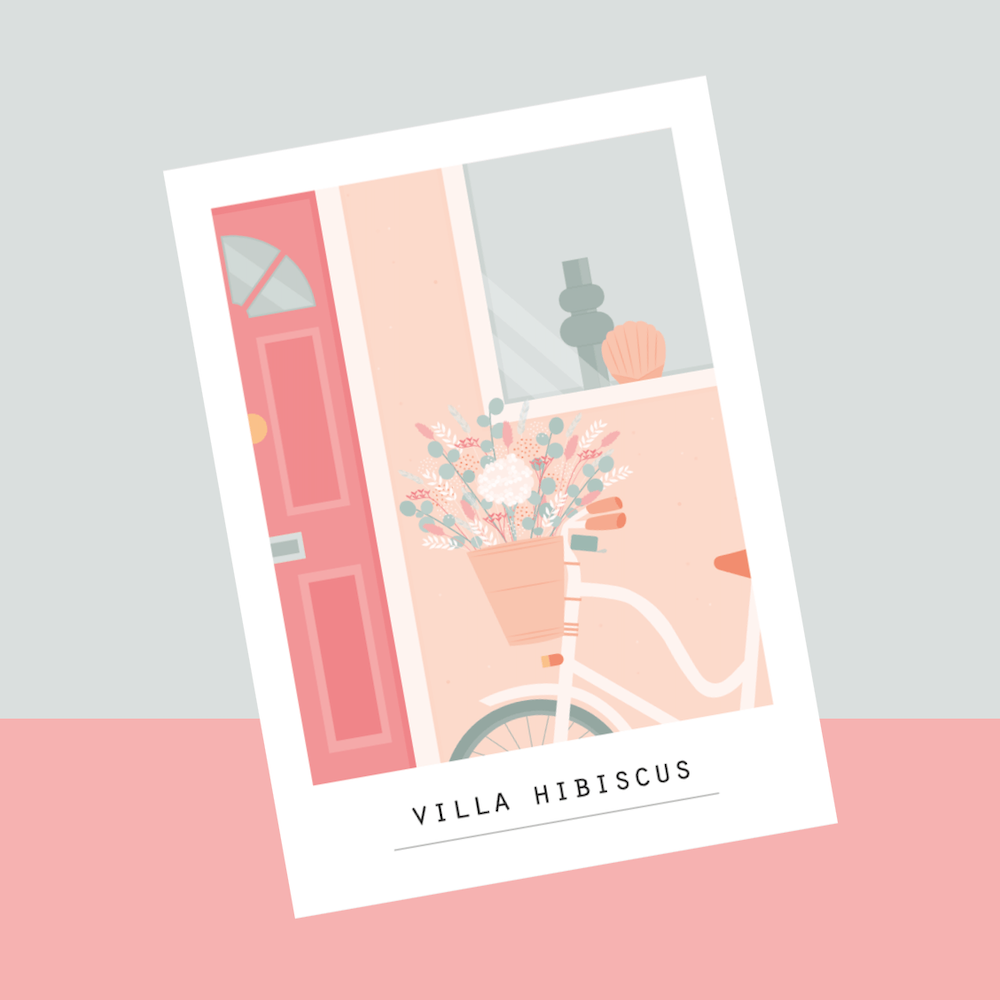 Flowrette Décoration Villa Hibiscus carte postale fleurs pastel