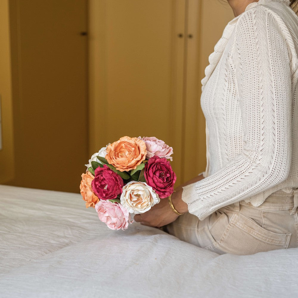 Flowrette Camelia bouquet fleurs en papier pour mariée