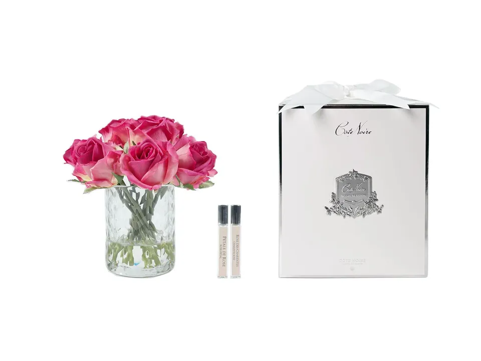 Côte Noire Herringbone HCF27 boutons de roses magenta verre