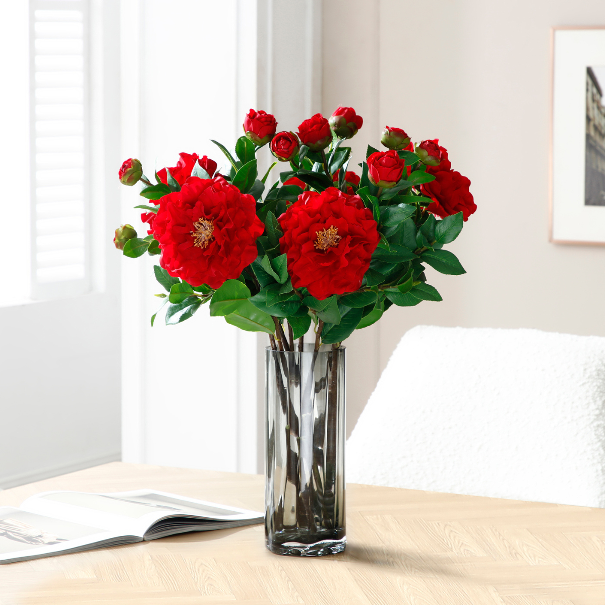 Sia Home Camélia tige artificielle rouge 72 cm sans entretien