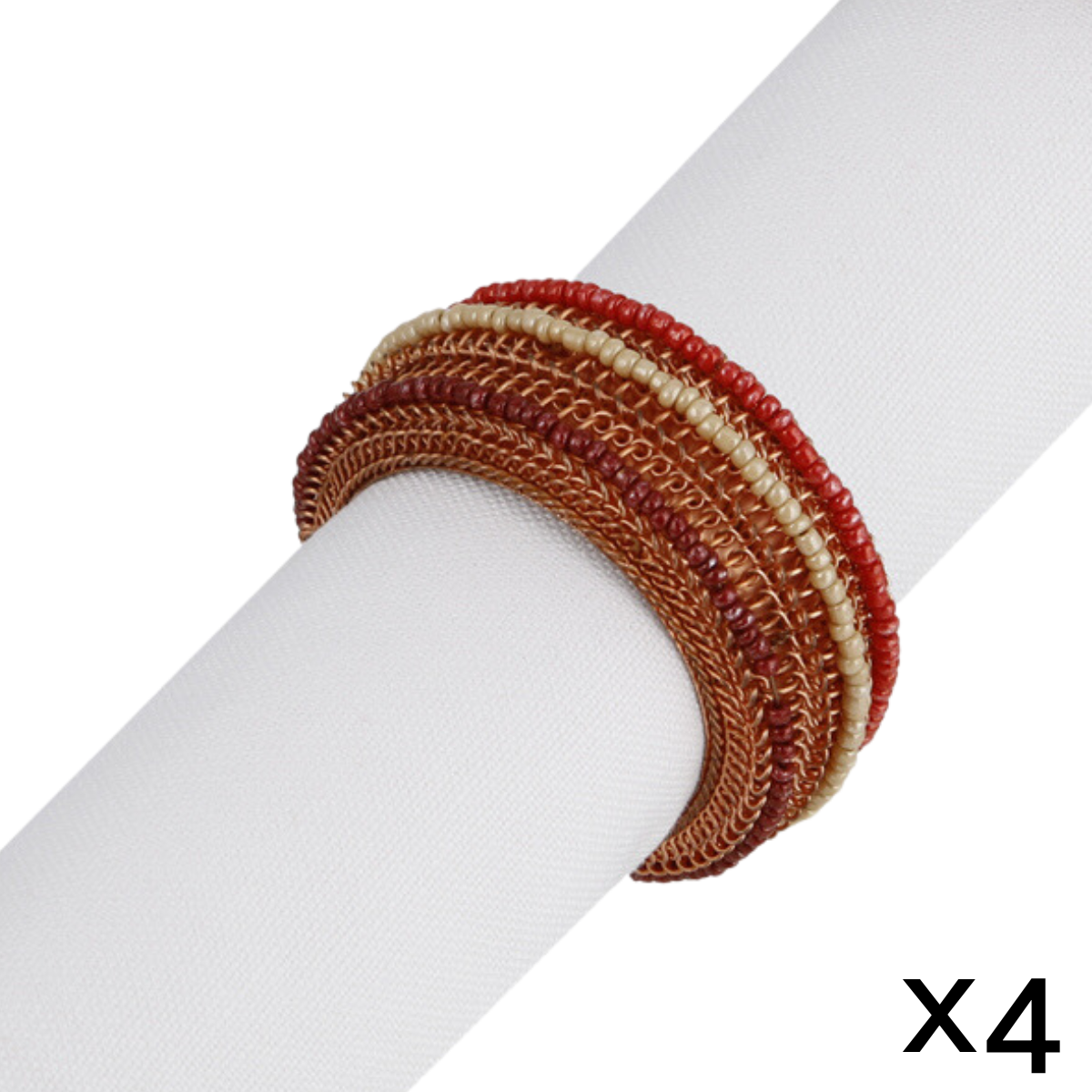Sia Home Fancy ronds de serviette perles rouge lot 4
