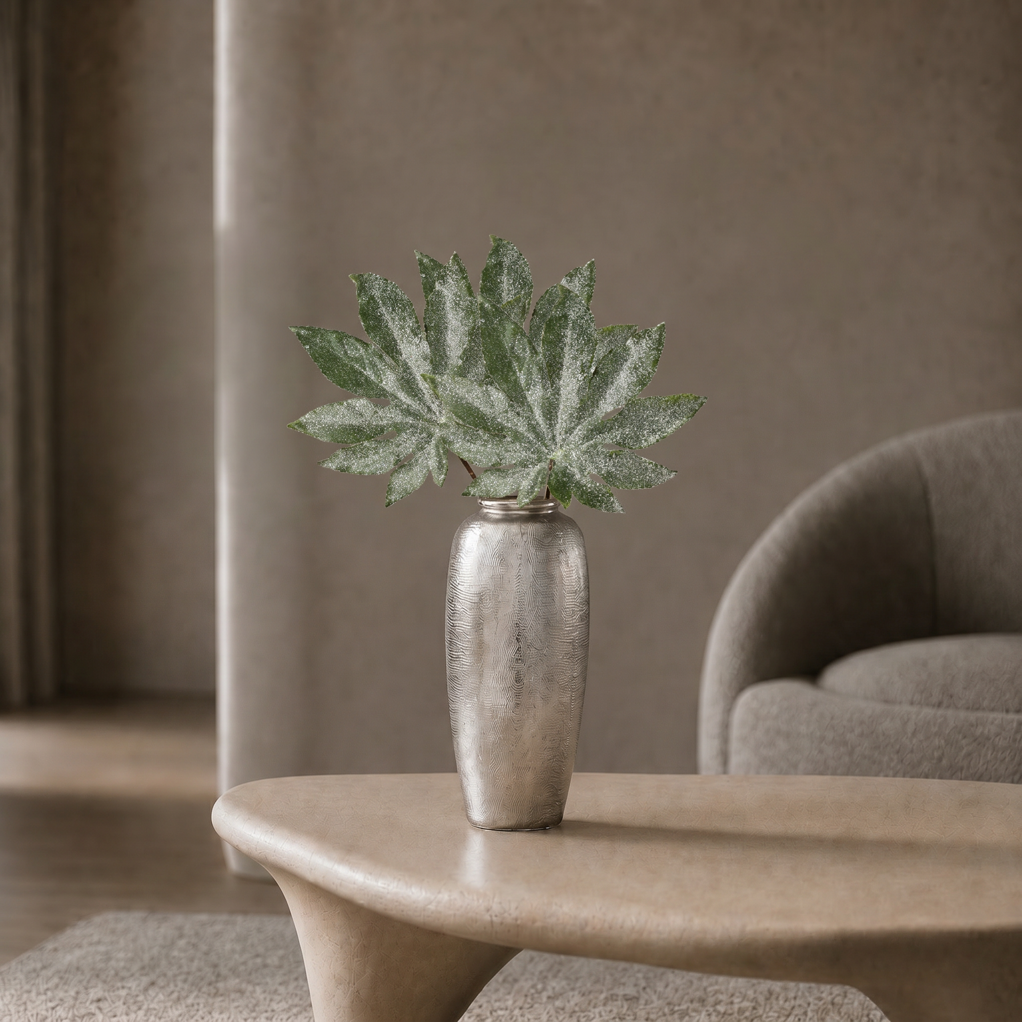 Sia Aralia feuille pailletée 60 cm vert